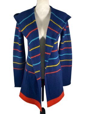 Toad & Co Merino Wool Heartfelt Hoodie Cardigan sweater Long line Multicolor
